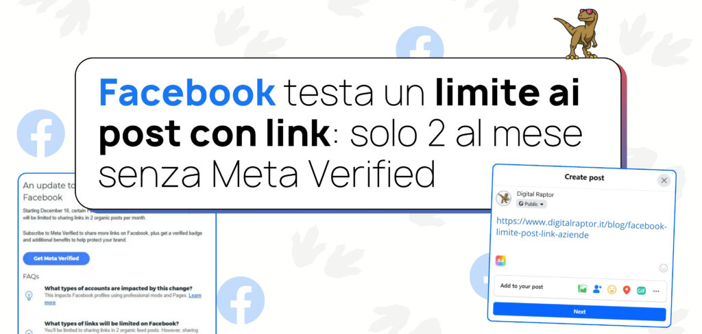 Facebook testa un limite ai post con link: solo 2 al mese senza Meta Verified