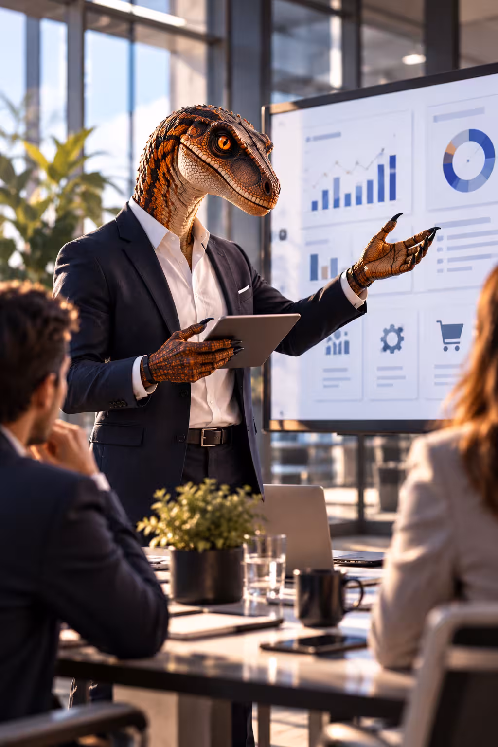 Raptor consulente durante una presentazione strategica a un team